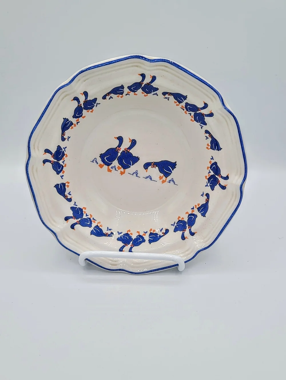Hankook Blue Geese Soup Cereal Bowls Set 4 Farmhouse Country Cottage Korea Vtg
